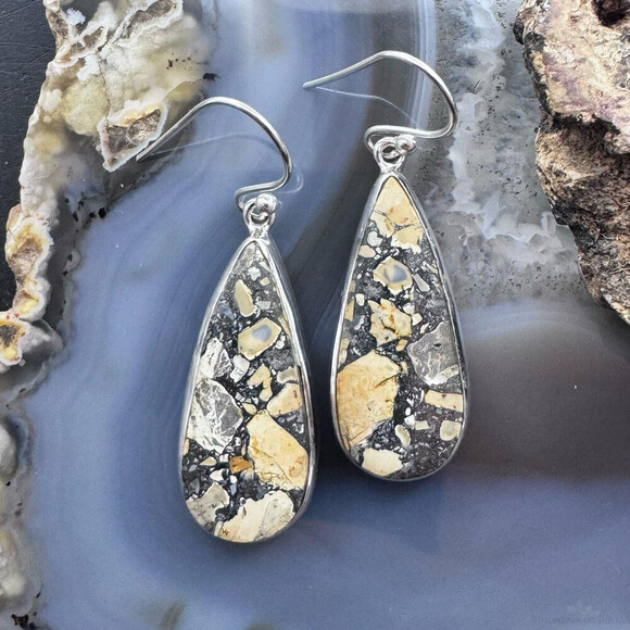 Jewelry - Sterling Southwestern Style Teardrop Maligano Jasper Dangle Earrings For Women